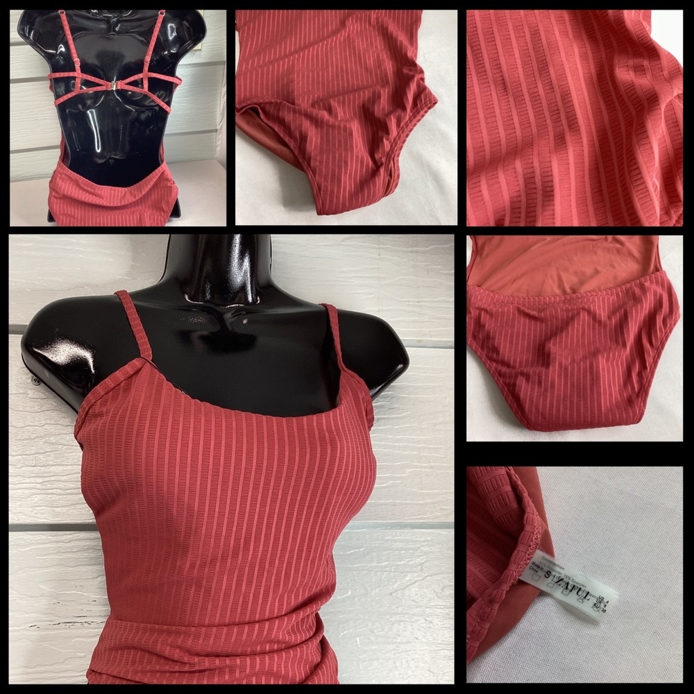 Zara Ribbed Dusty Rose One-Piece Swimsuit.48 - Picture 5 of 5